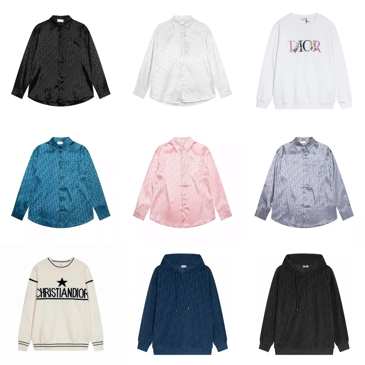 Dior Black Long Sleeve Shirt and Dior White Hoodie Combo Pack
