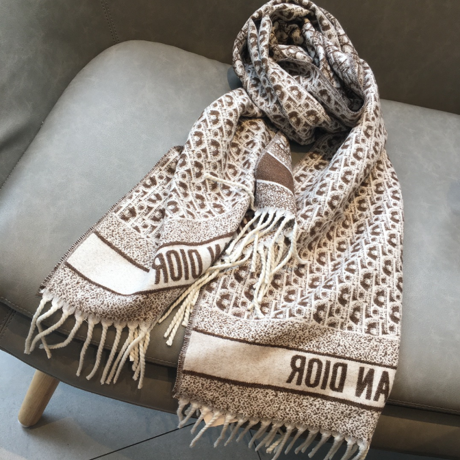 Dior Leopard Print Scarf with Fringe Edges