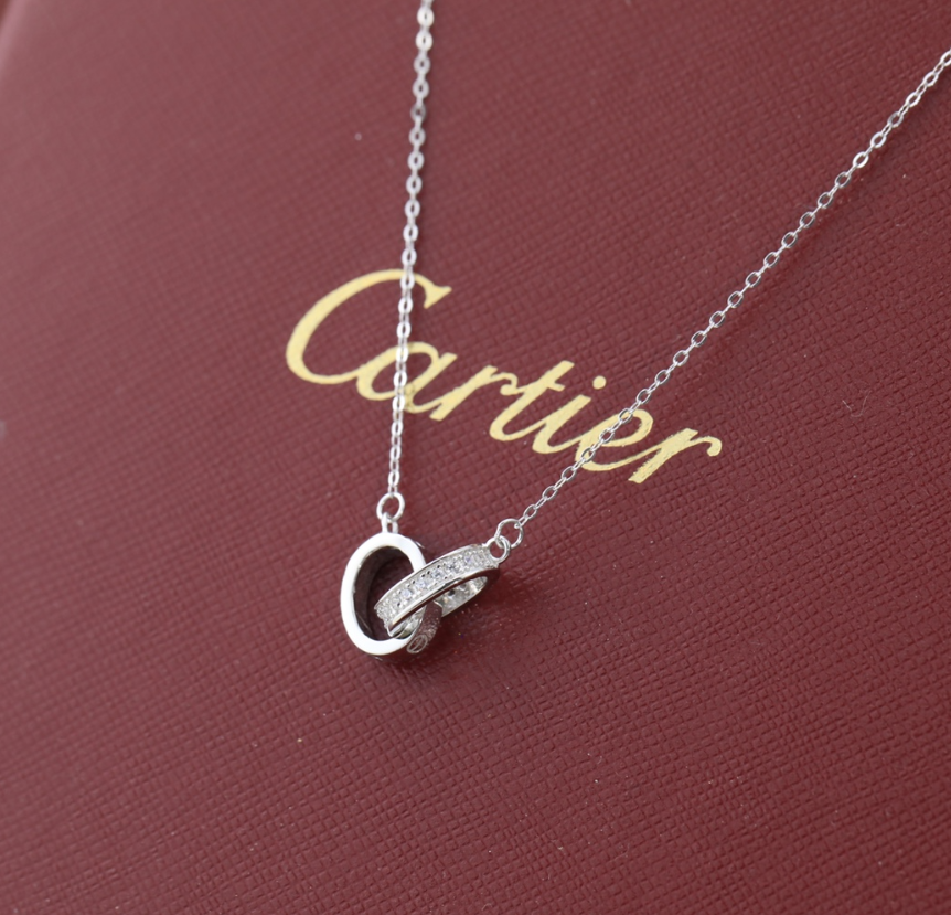 Cartier Silver Interlocking Ring Necklace