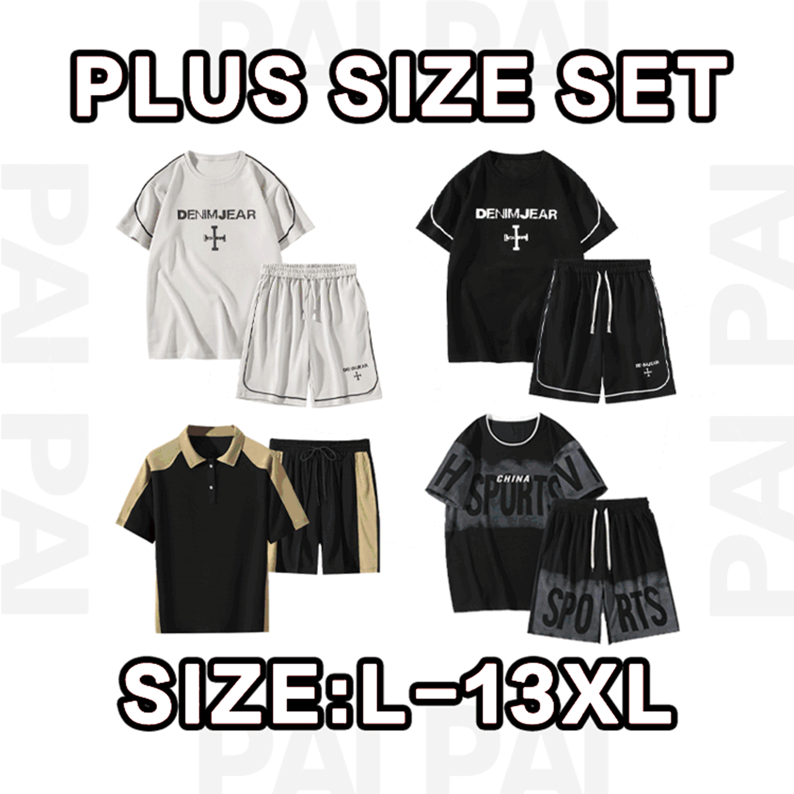 Denim Gear Black and White Plus Size T-Shirt and Shorts Set