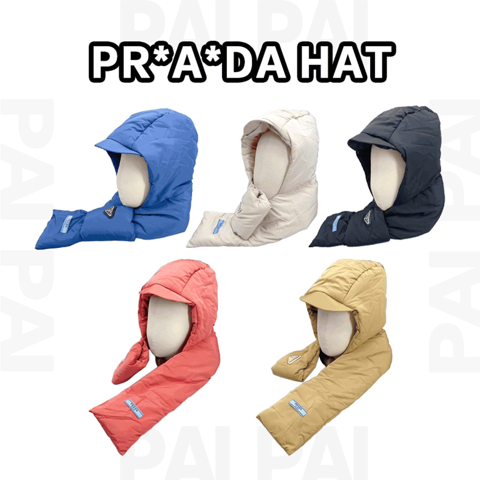 Prada Blue Puffer Hat and Scarf Combo