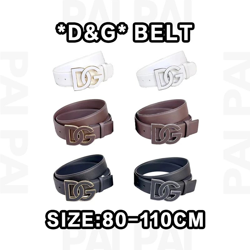 D&G White Leather Belt with DG Buckle