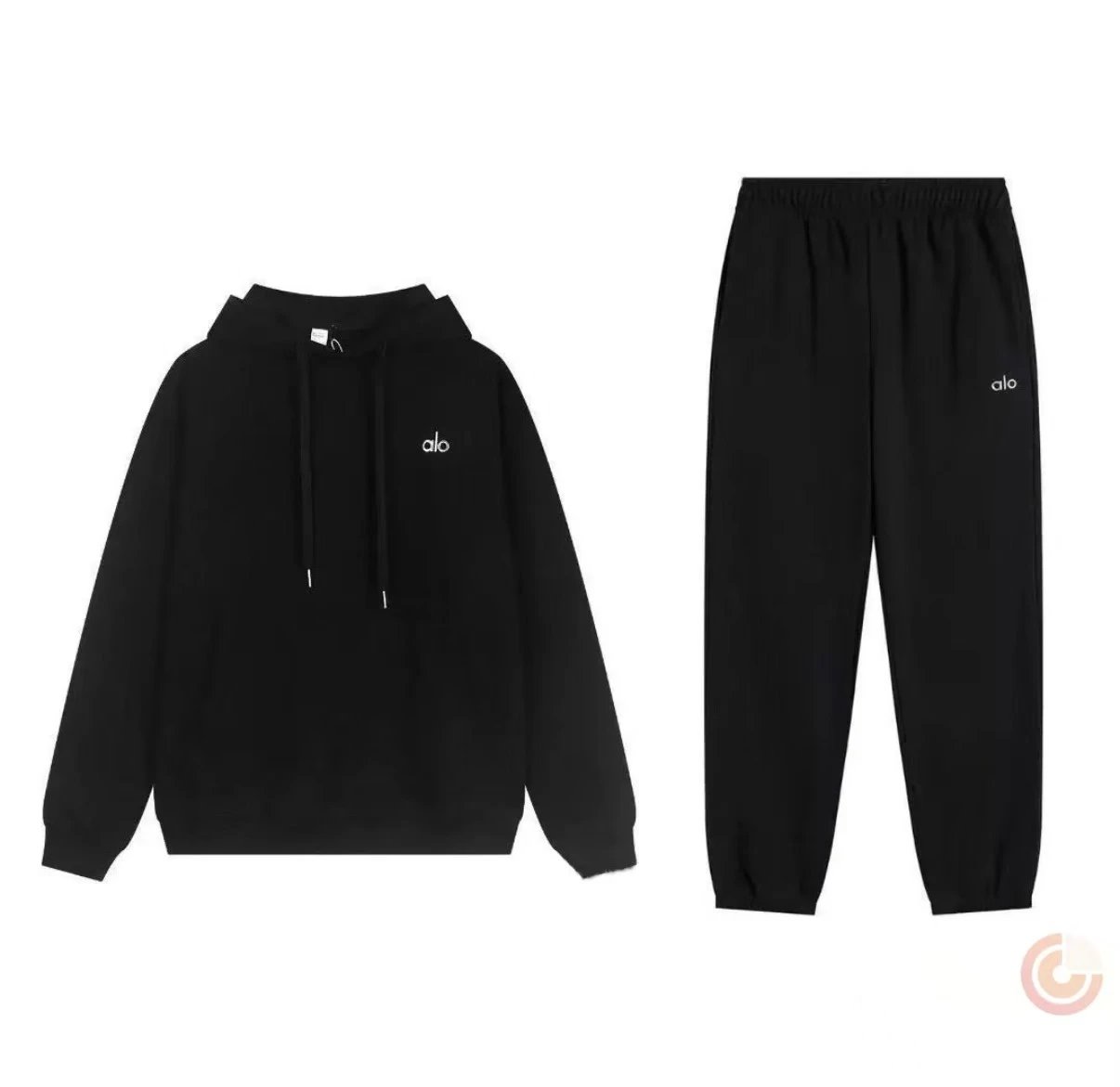 Alo Black Hoodie and Sweatpants Set