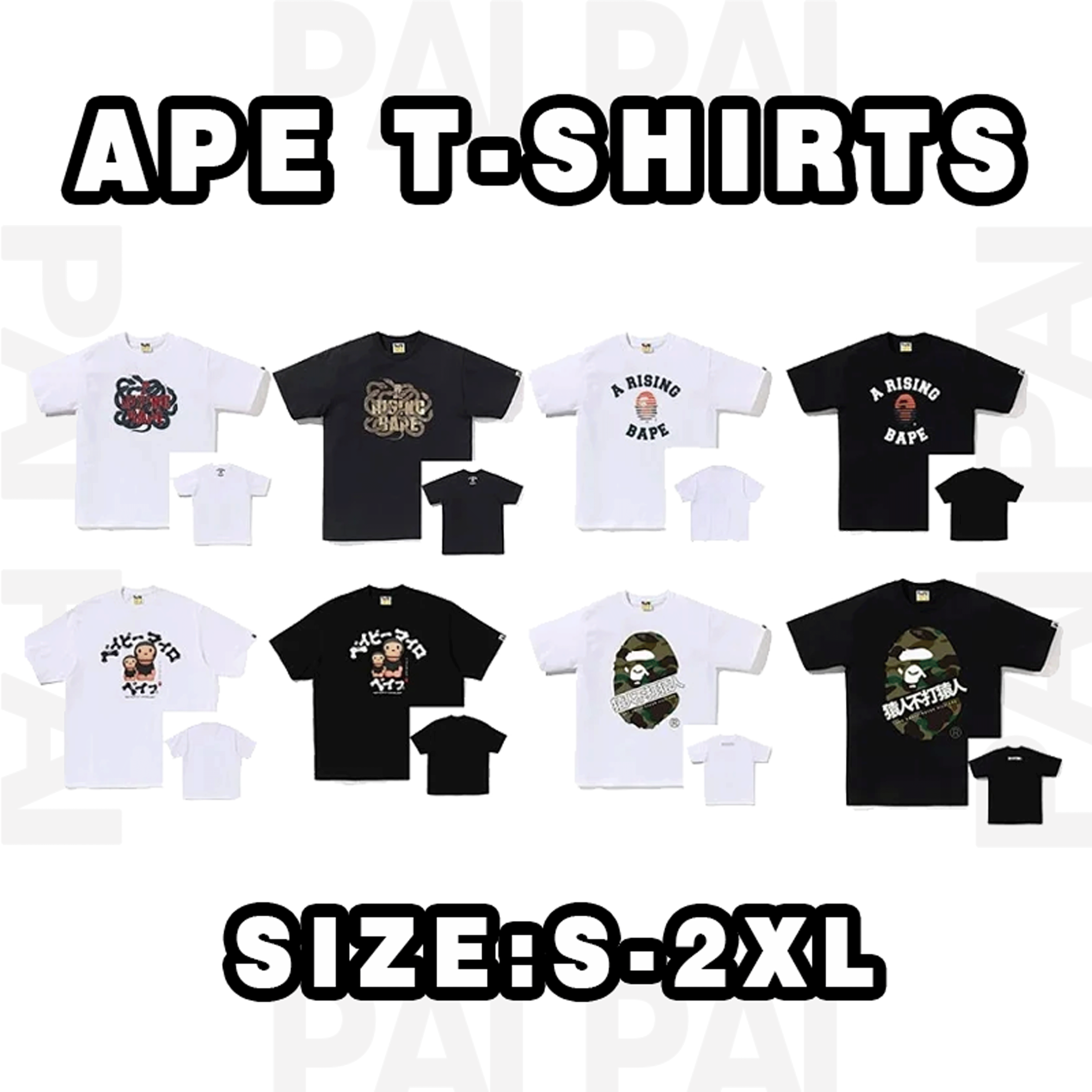 Ape T-Shirts Black and White Regular Fit T-Shirts