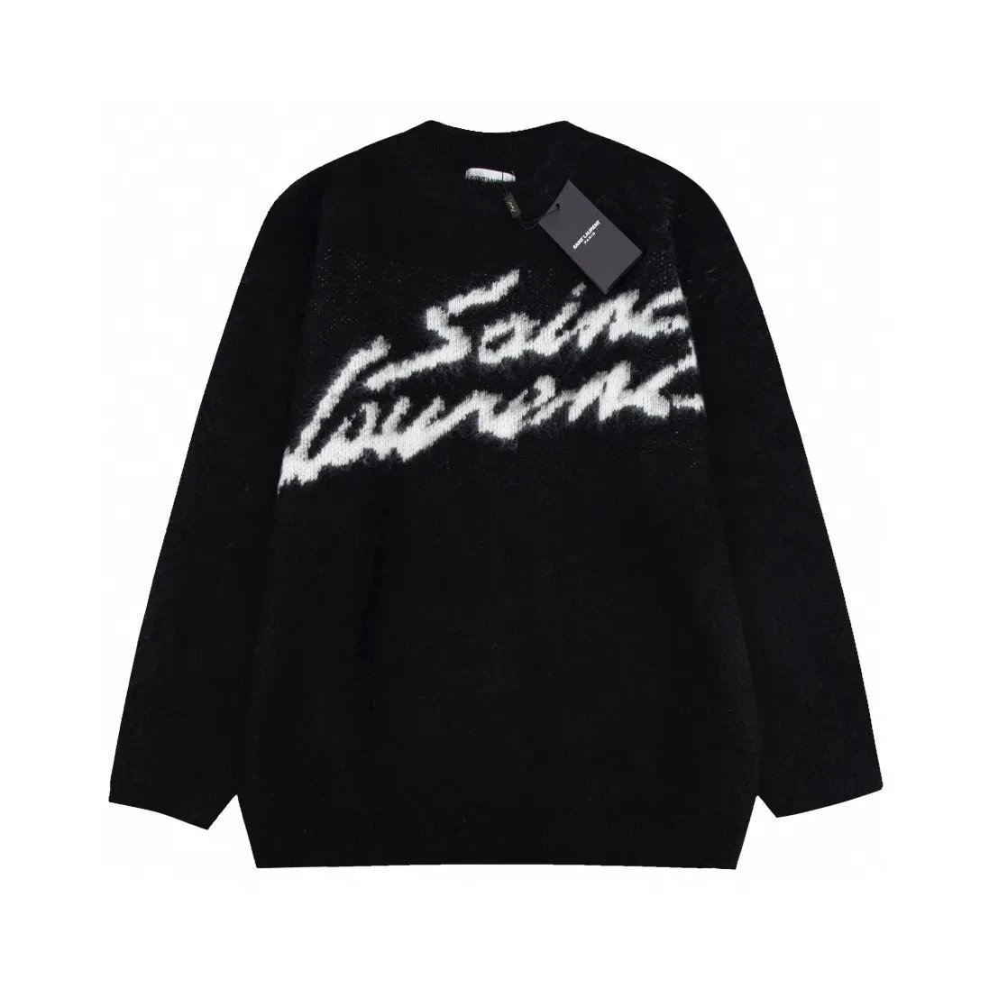 Saint Laurent Black Logo Knit Sweater