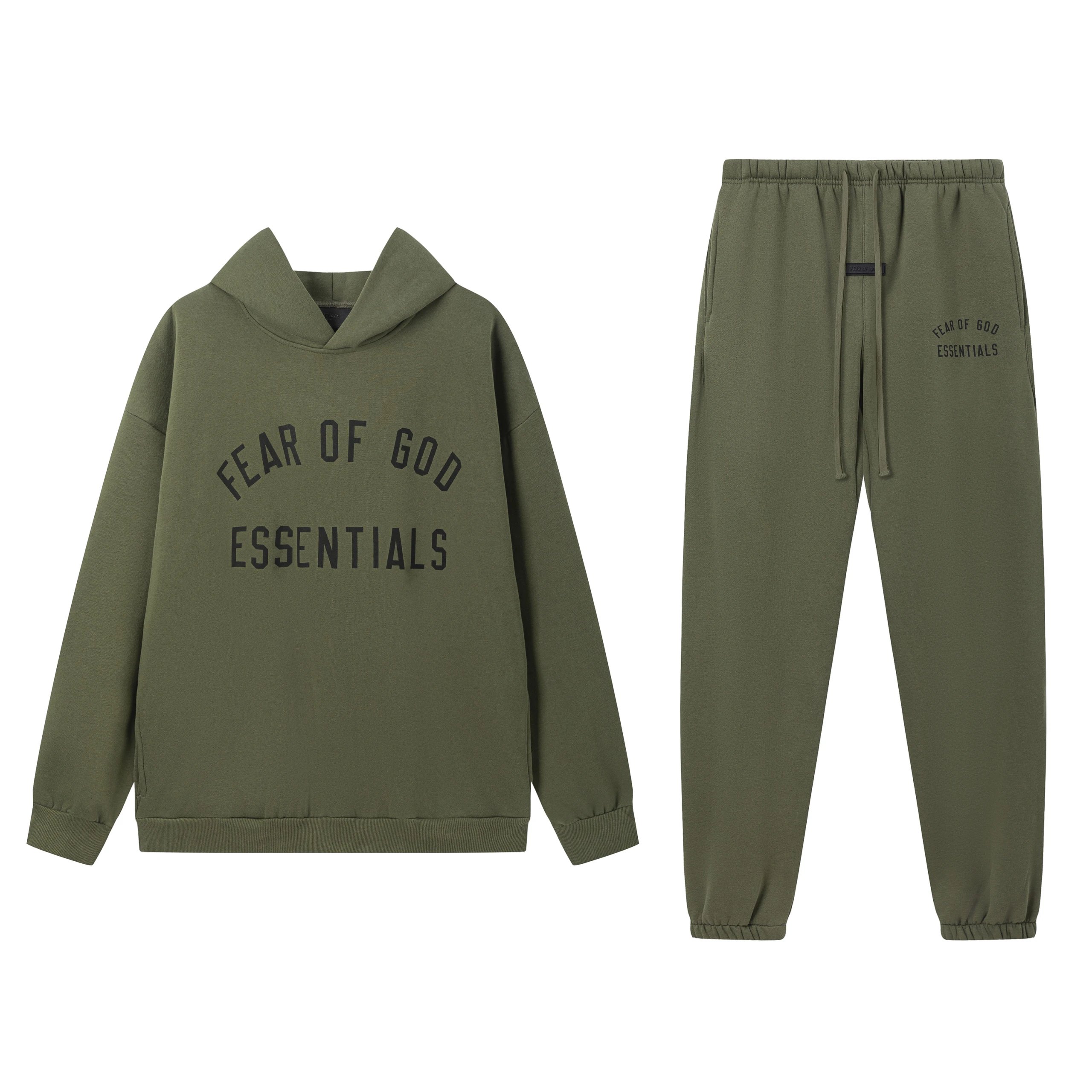 Fear of God Essentials Olive Hoodie and Sweatpants Set