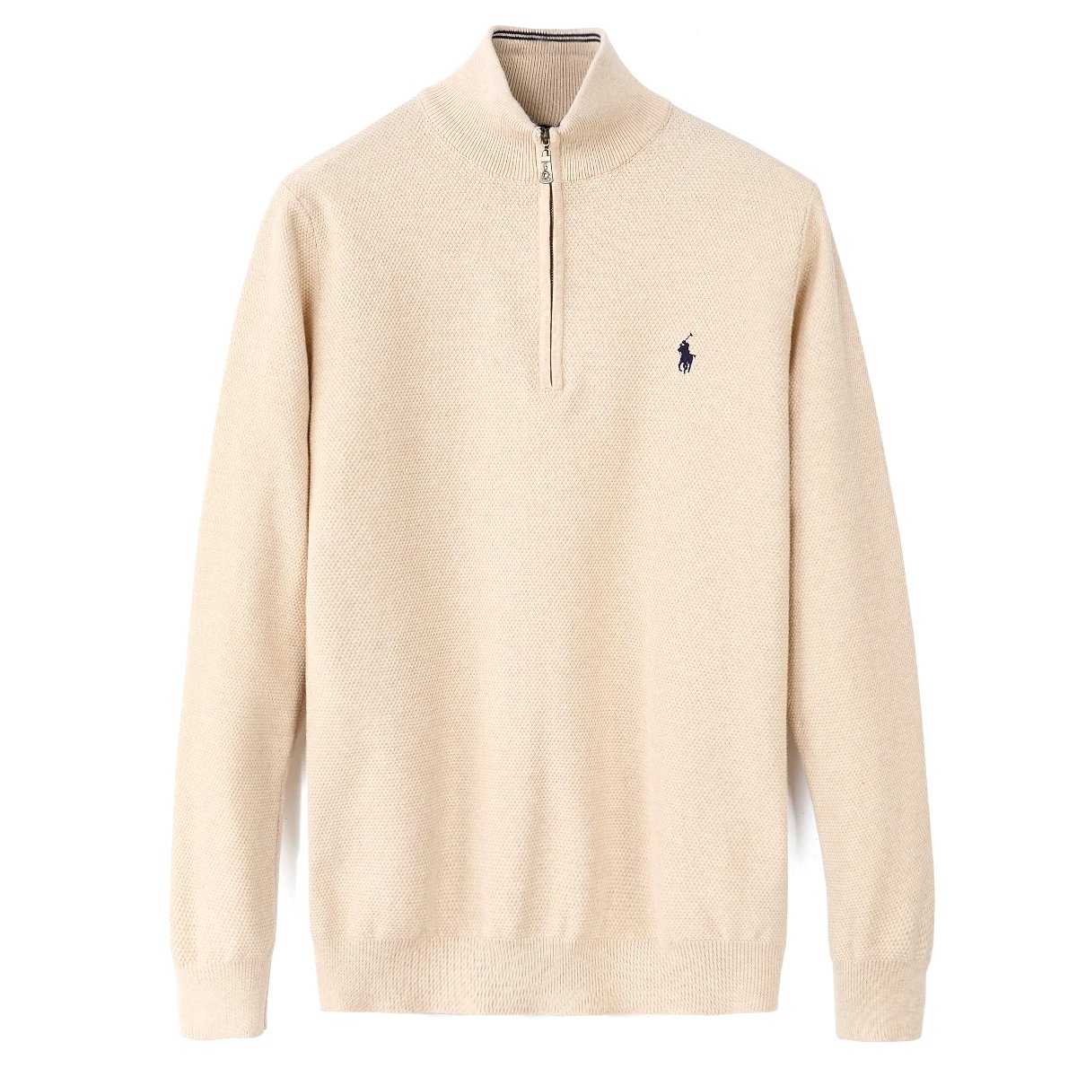 Ralph Lauren Beige Zip-Up Knit Sweater