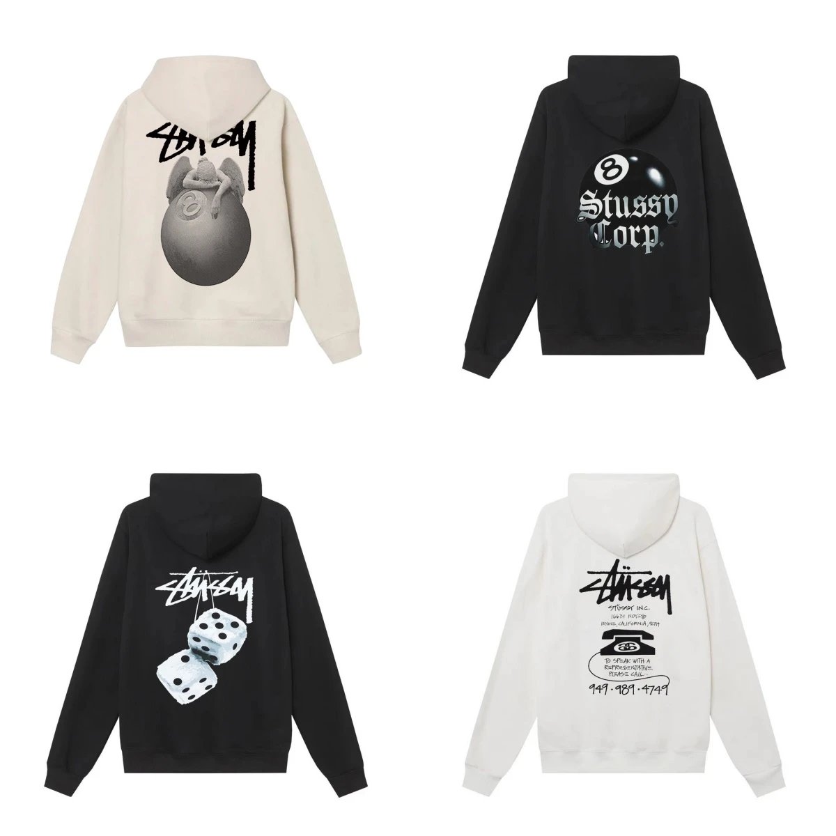 Stussy Black and White Hoodies