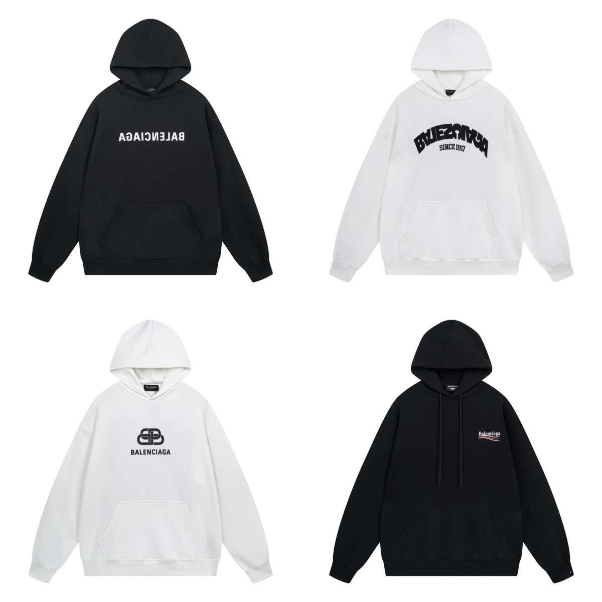 Balenciaga Black and White Hoodies