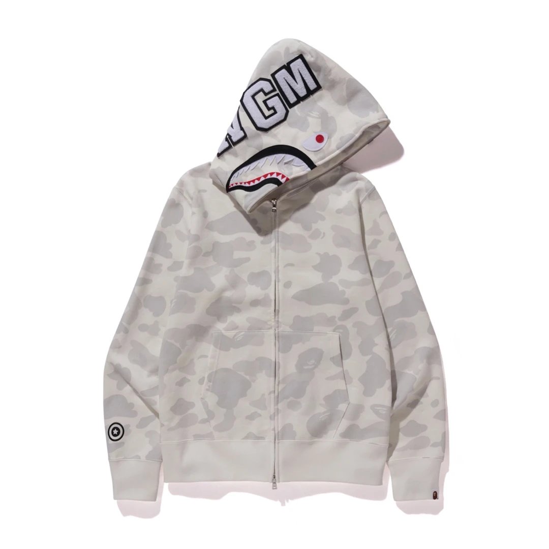 A Bathing Ape White Camo Zip-Up Hoodie