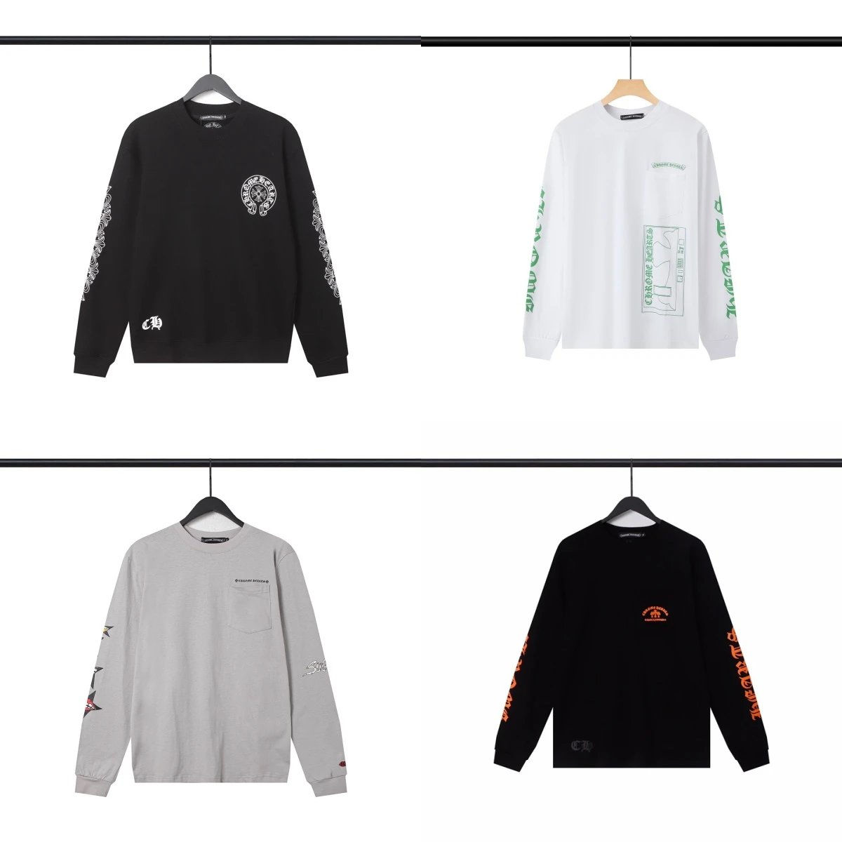 Chrome Hearts Black and White Long Sleeve Tees