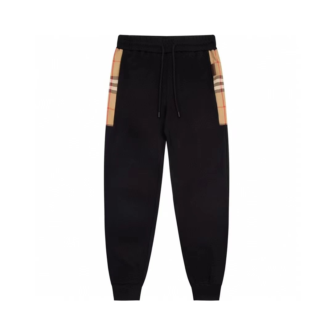 Burberry Black Track Pants with Check Panels