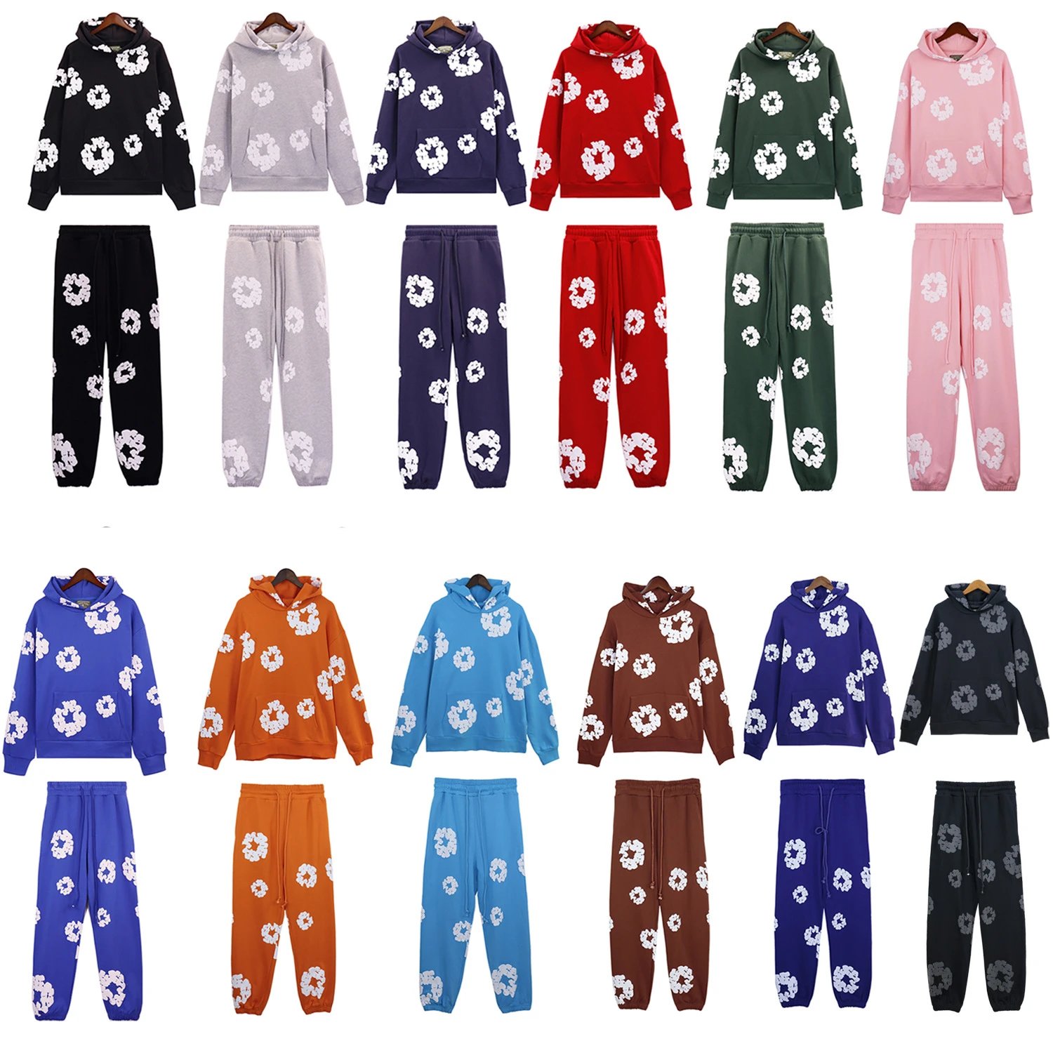 Floral Hoodie and Pants Set in Multiple Colors