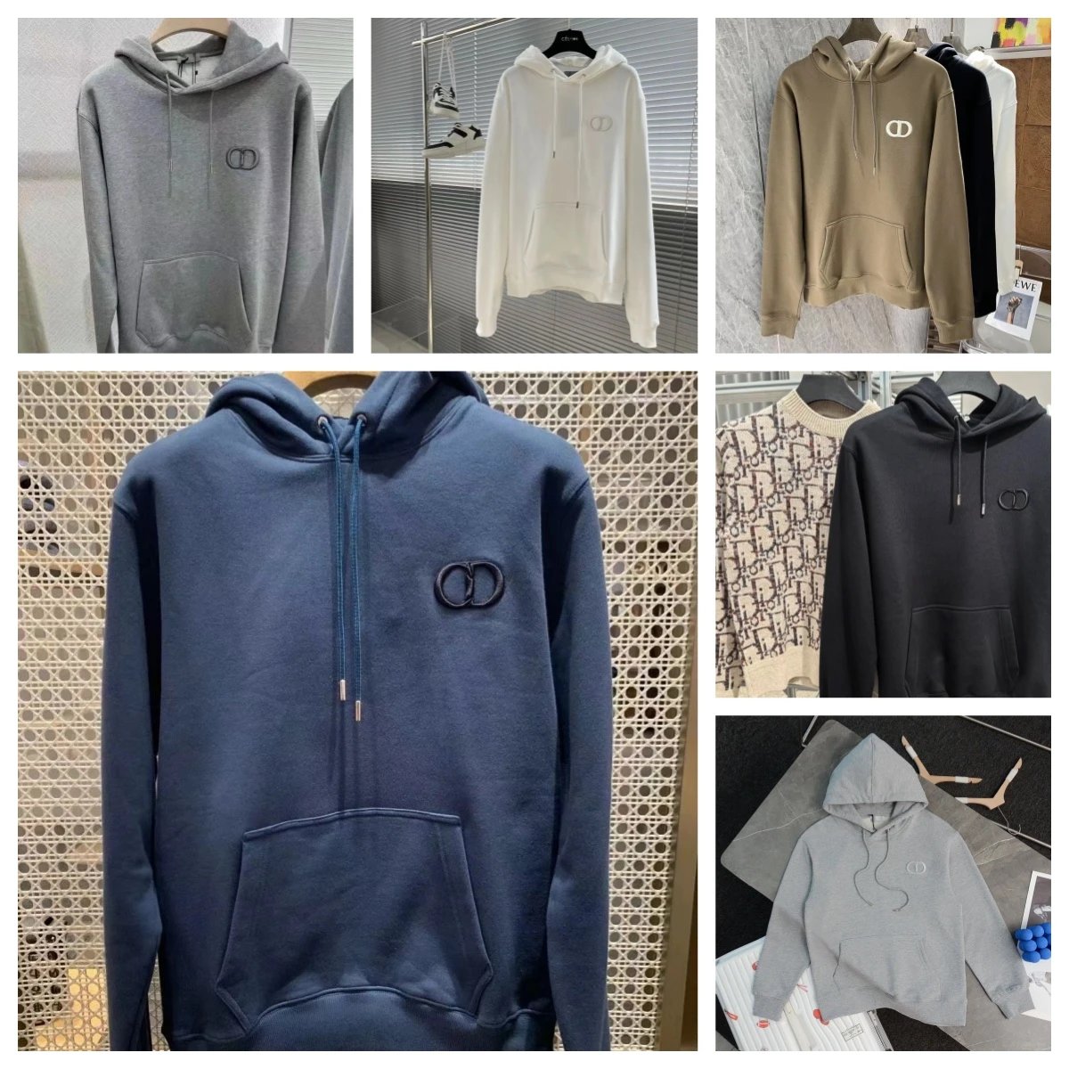Dior Blue Hoodie with Embroidered Logo