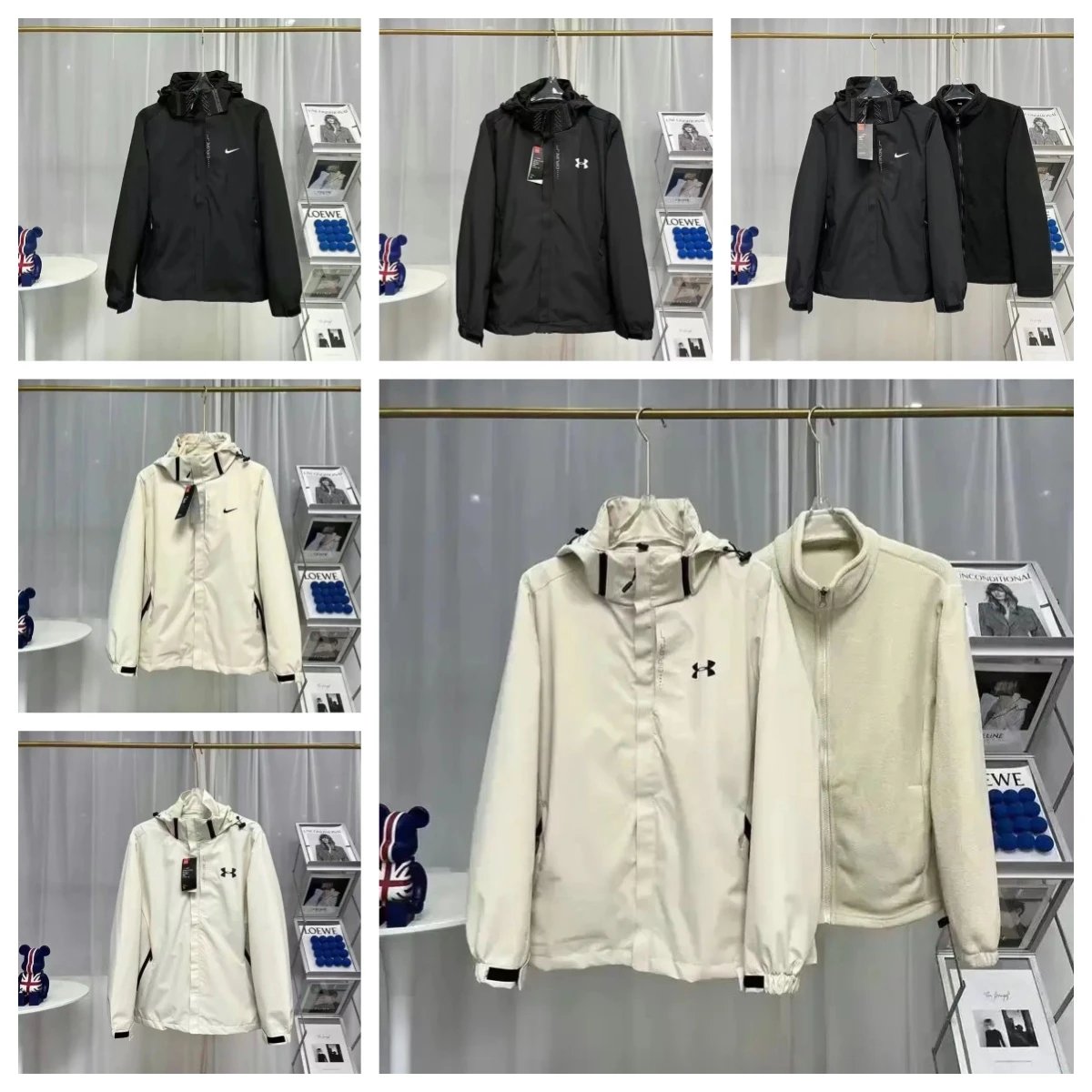 Under Armour Black Hooded Jacket and Nike White Windbreaker Combo