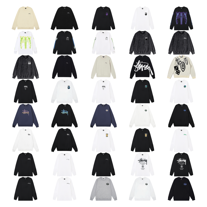 Stussy Black Long Sleeve Crewneck Sweater