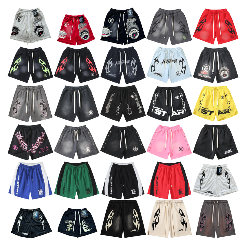 Hellstar Black Flame Print Shorts