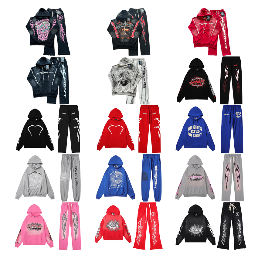 Diverse Graphic Hoodie and Sweatpants Sets in Various Colors