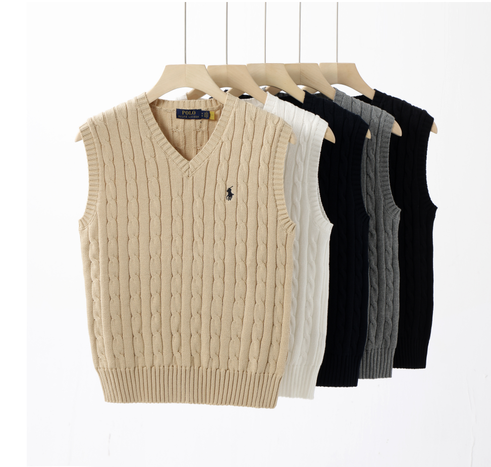 Ralph Lauren Beige V-Neck Knit Vest