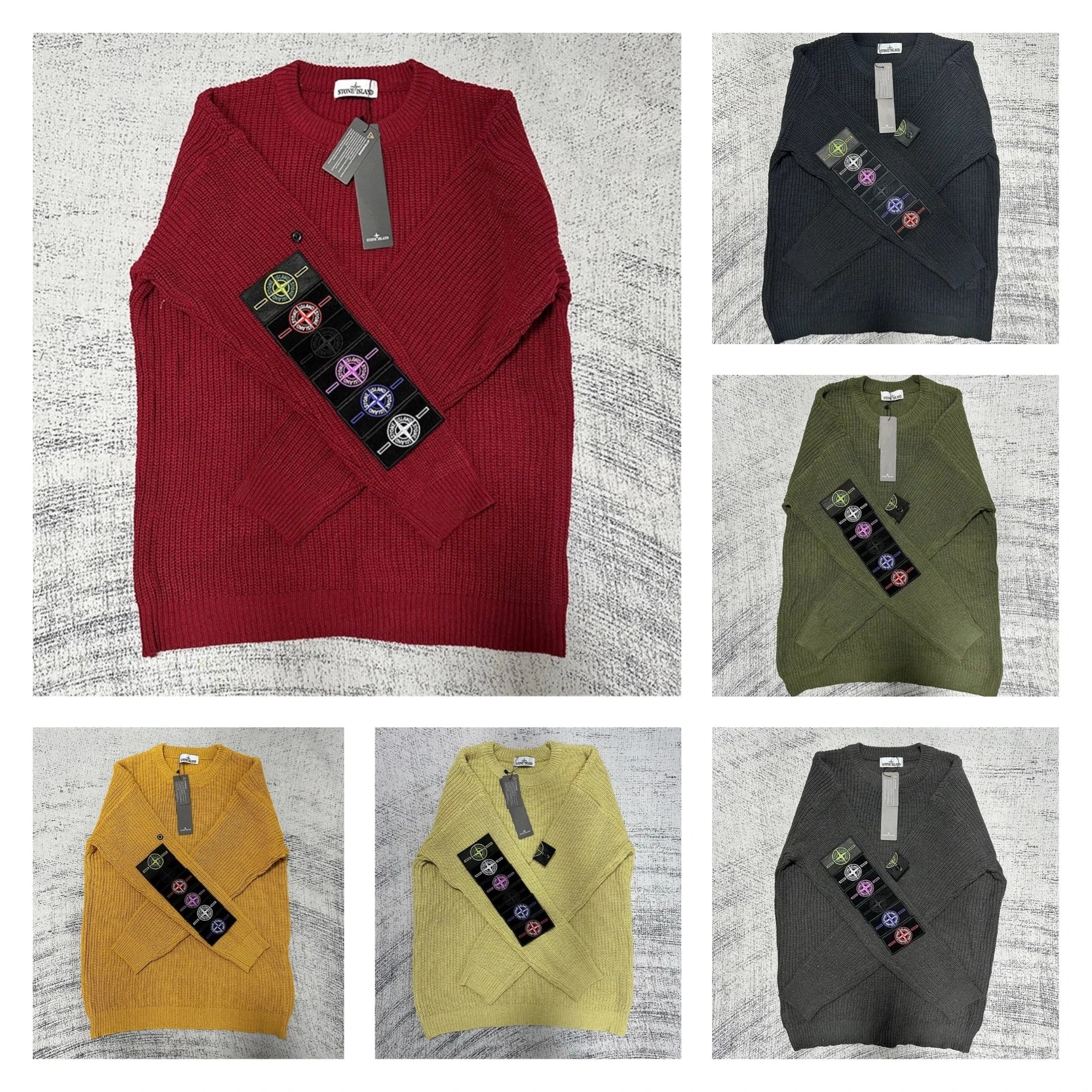 Stone Island Red Ribbed Knit Sweater