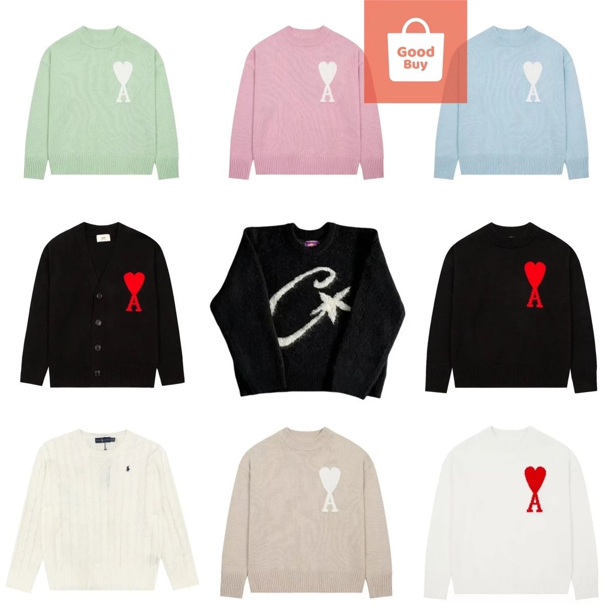 Ami Paris Color Block Crewneck Sweater