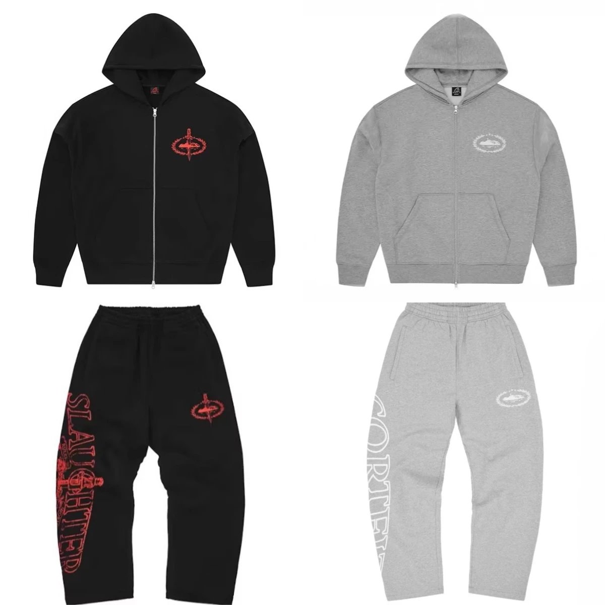 Slaughtered Black/Grey Zip-Up Hoodie & Sweatpants Set