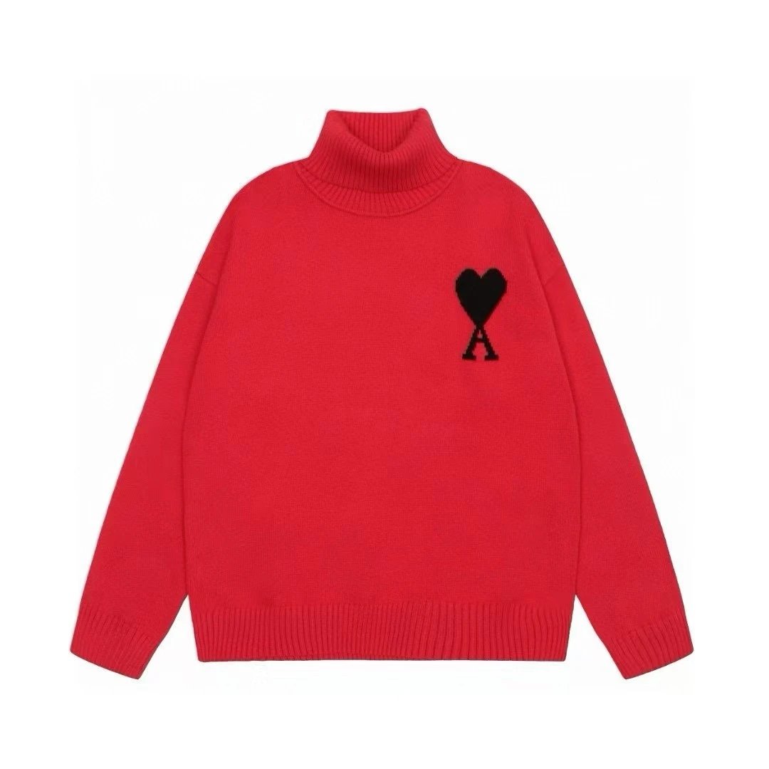 Ami Paris Red Turtleneck Sweater