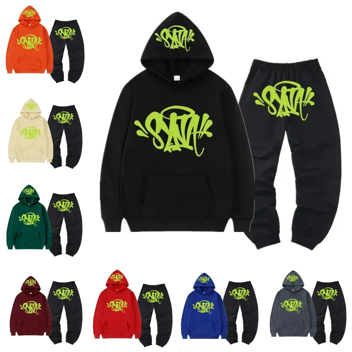 SATA Black Hoodie and Sweatpants Set