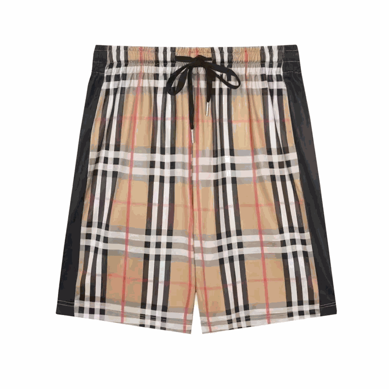 Burberry Beige Plaid Shorts with Black Sides