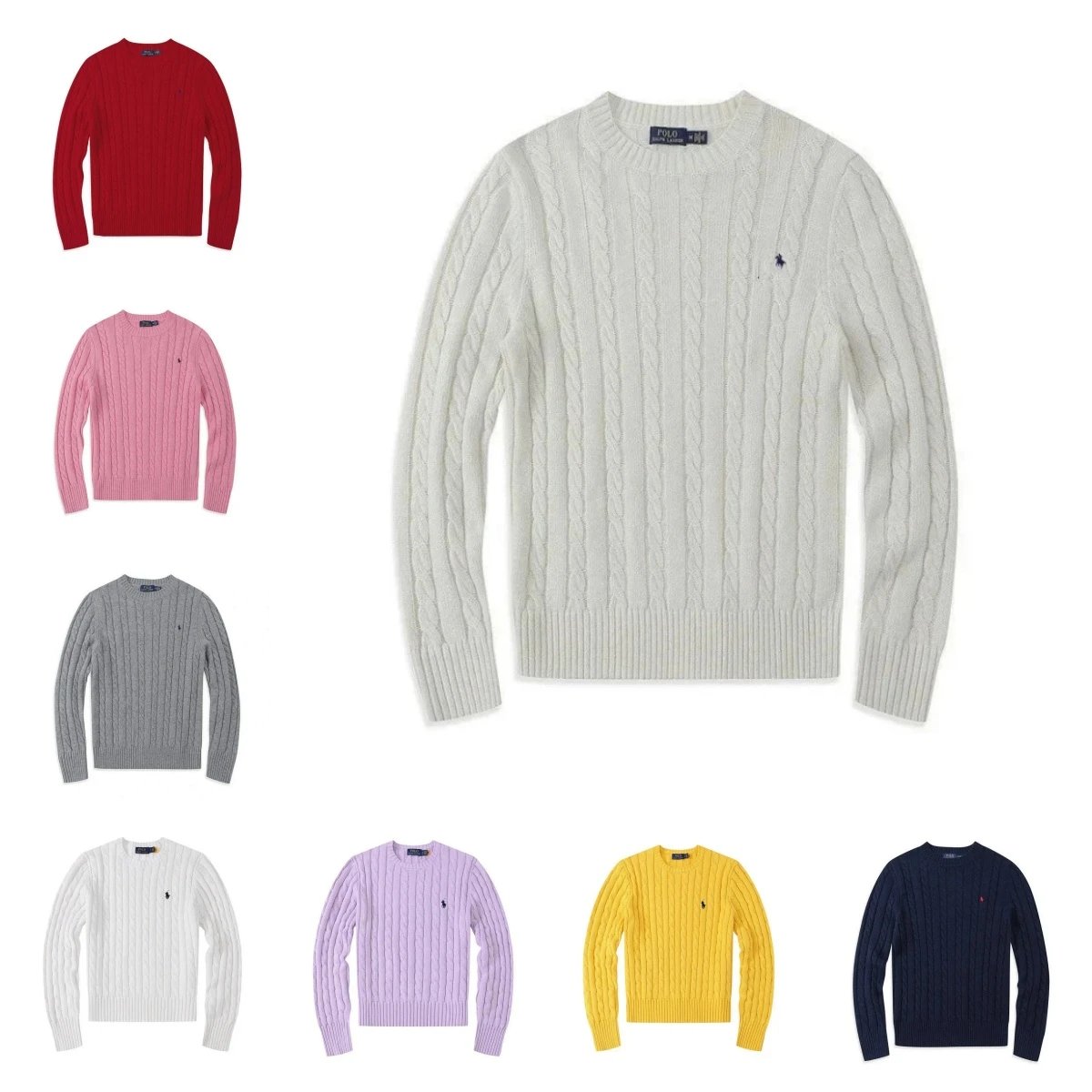 Polo Ralph Lauren White Cable Knit Sweater