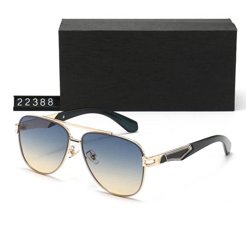 Gold and Black Gradient Pilot Sunglasses with Case