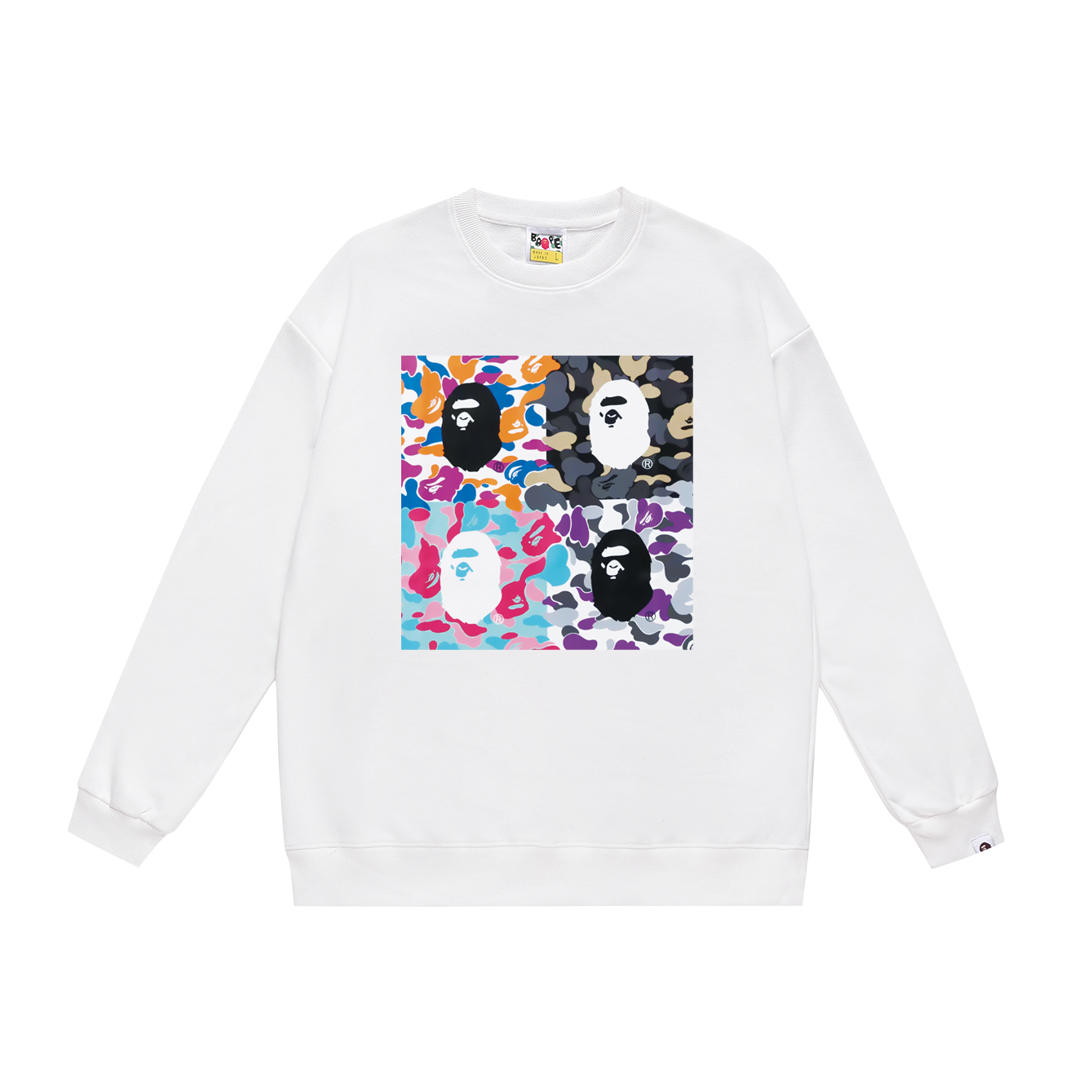 A BATHING APE White Camo Graphic Sweatshirt