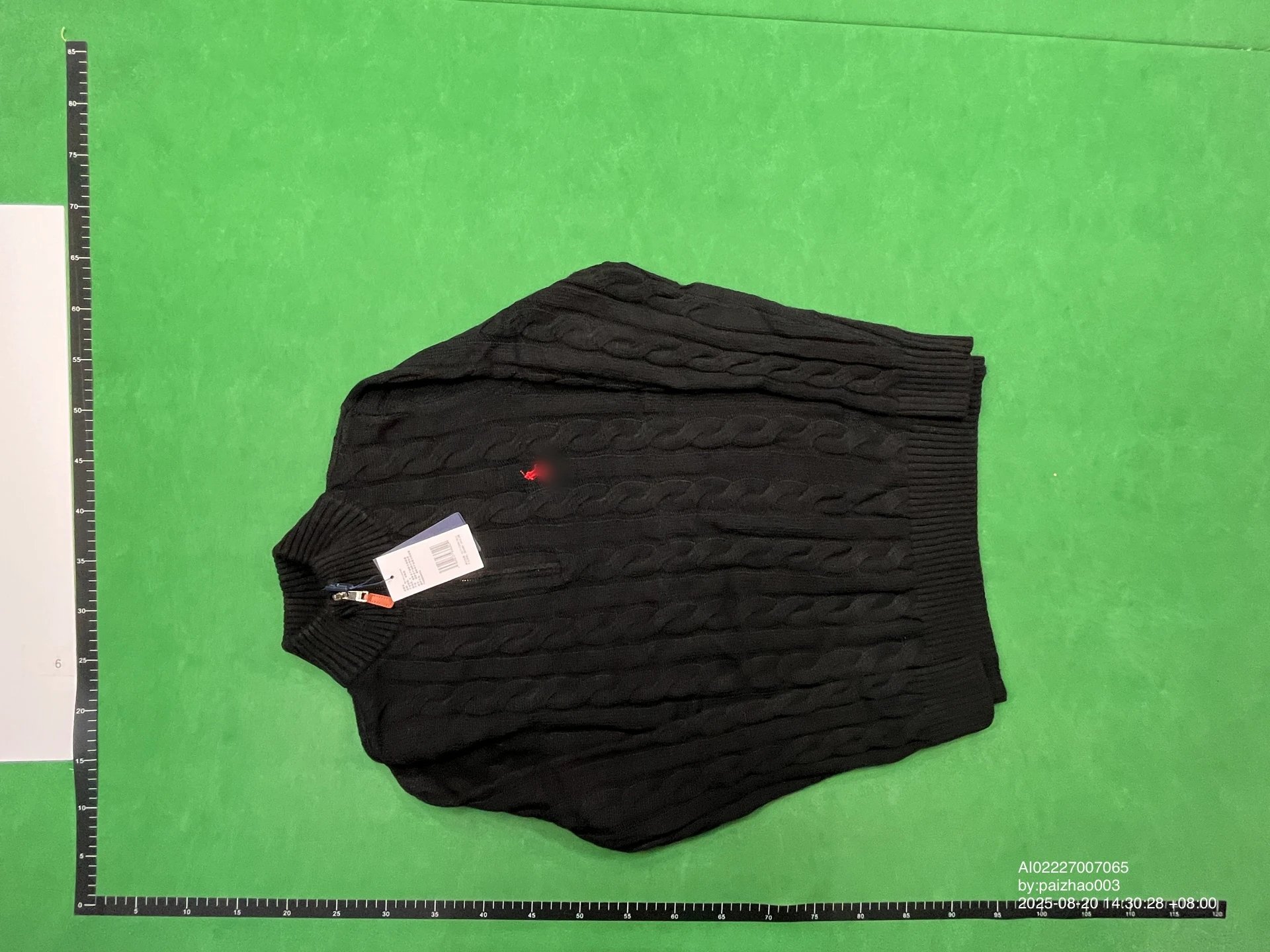 Ralph Lauren Black Cable Knit Zip-Up Sweater