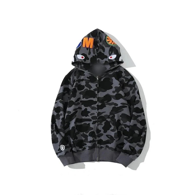 A Bathing Ape Grey Camo Zip-Up Hoodie