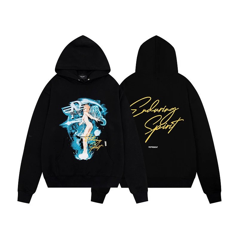 Represent Black Graphic Hoodie