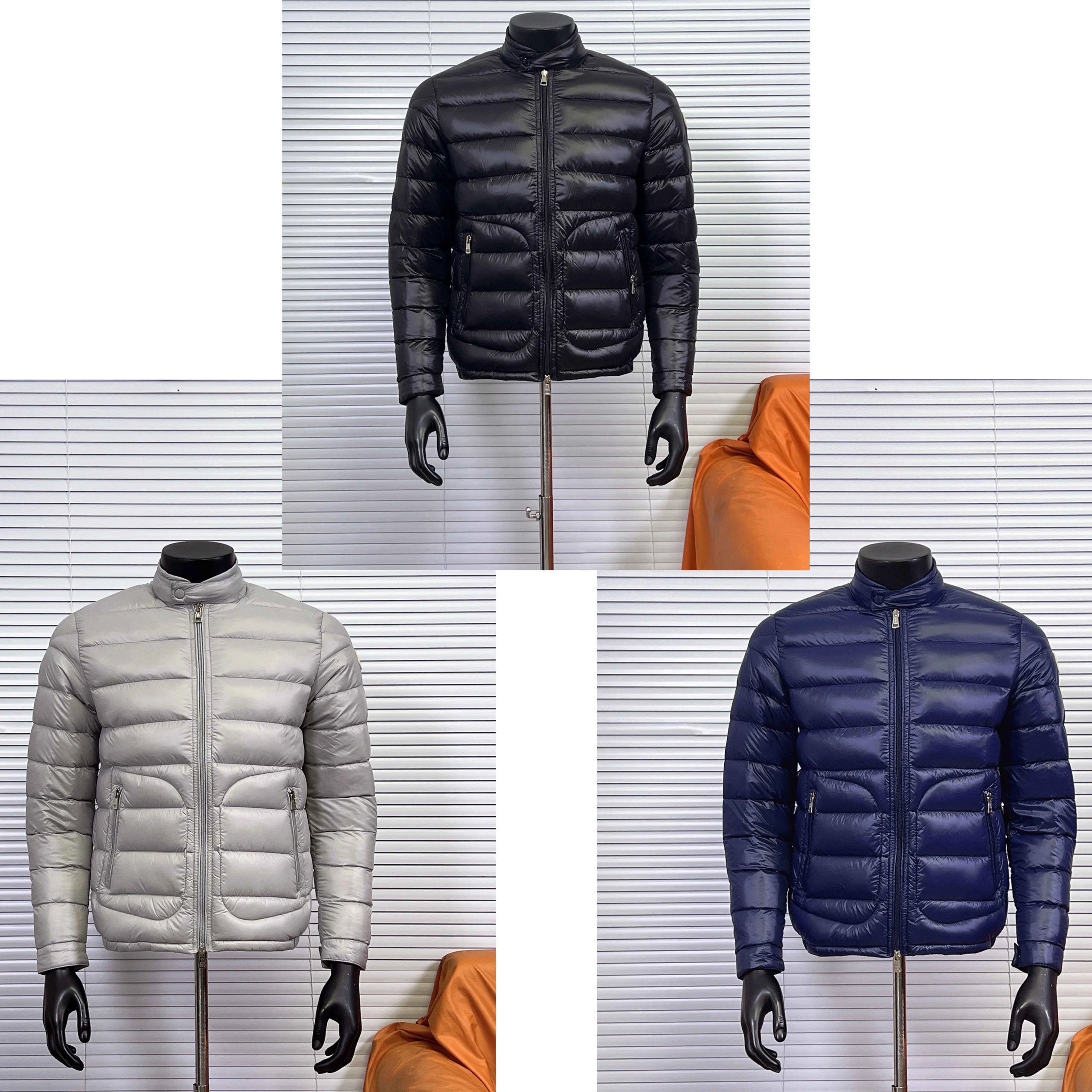 Black, Grey, and Blue Puffer Jackets