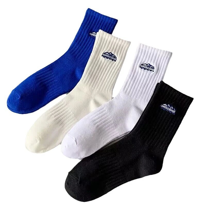 HOMEBEMADE Ribbed Socks in Blue, White, and Black