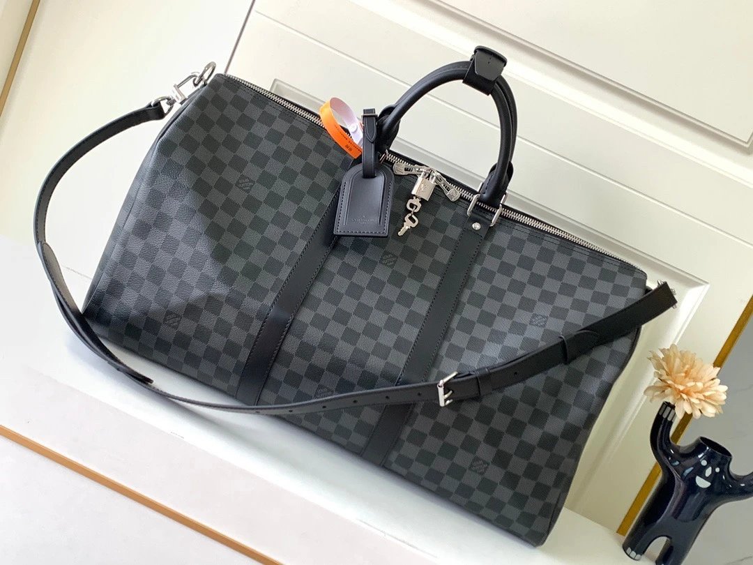 Louis Vuitton Grey Checkered Travel Bag