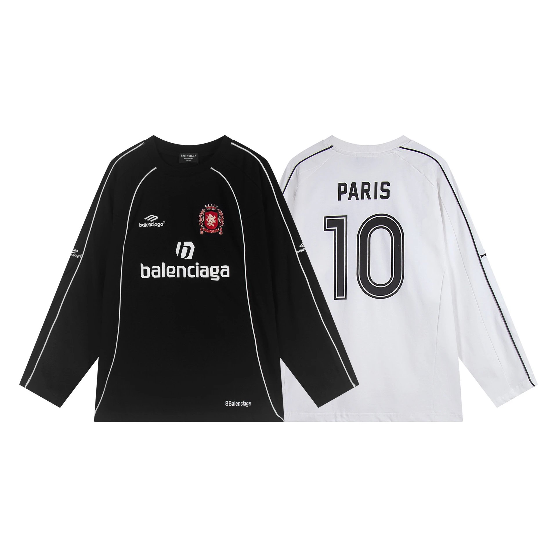 Balenciaga Black and White Long Sleeve T-Shirt