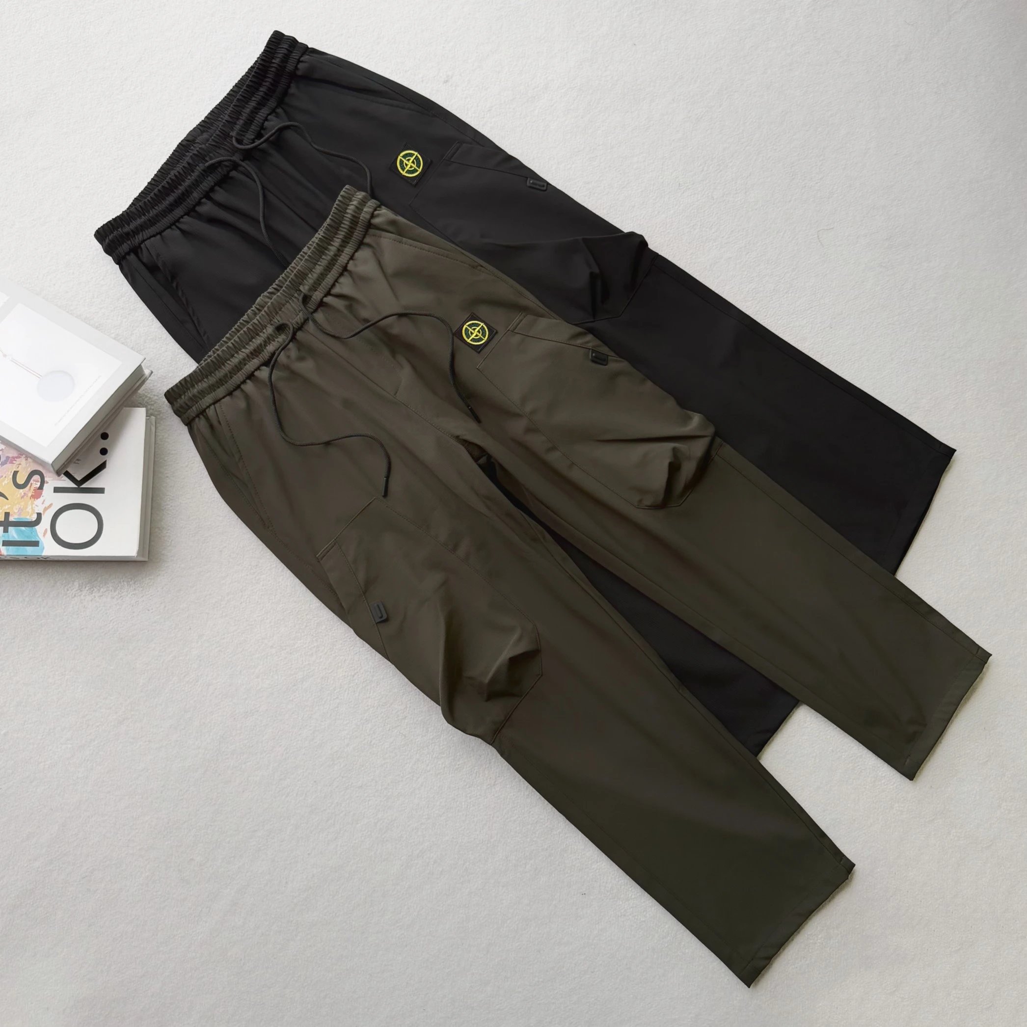 Stone Island Black and Olive Cargo Pants