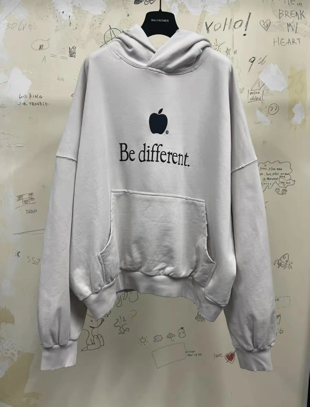 Apple Light Grey Hoodie