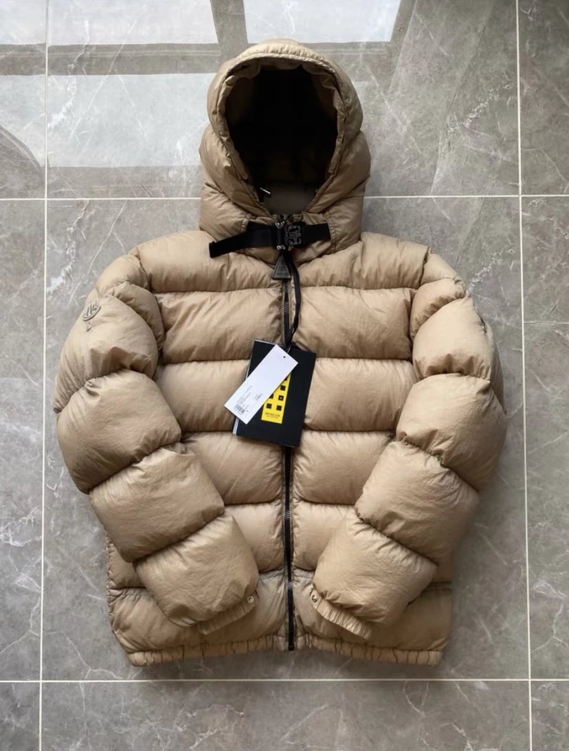 Moncler Beige Puffer Jacket with Hood