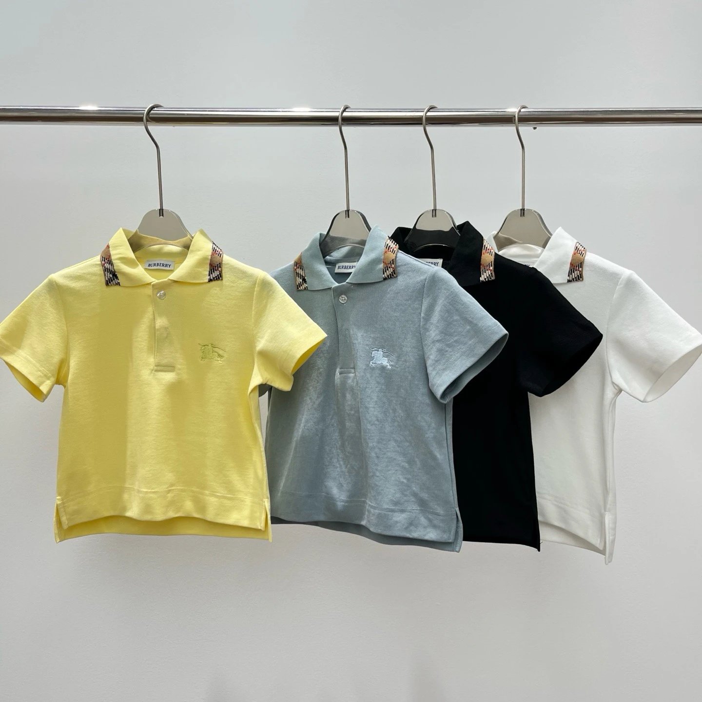 Kid Burberry Yellow Short Sleeve Polo