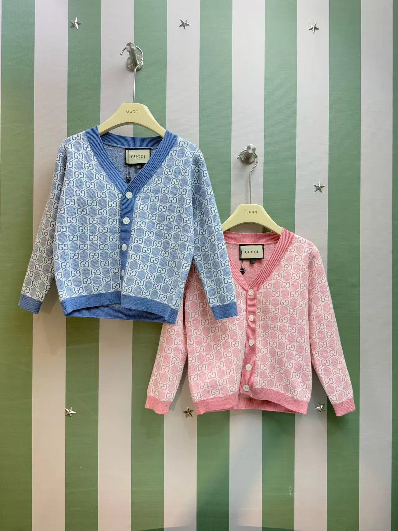 Kid Gucci Blue and Pink Cardigans