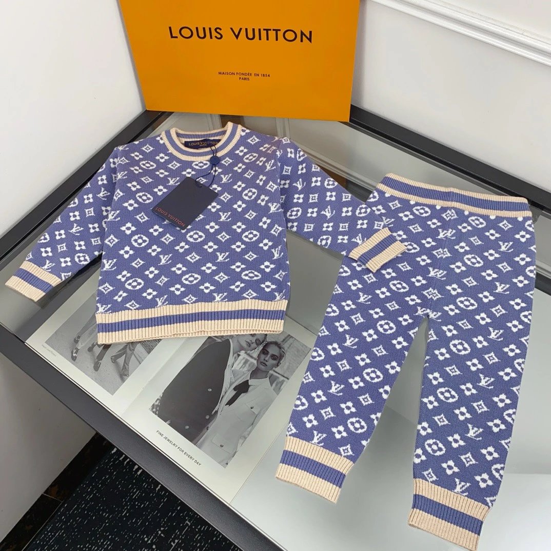 Kid Louis Vuitton Blue Knit Set