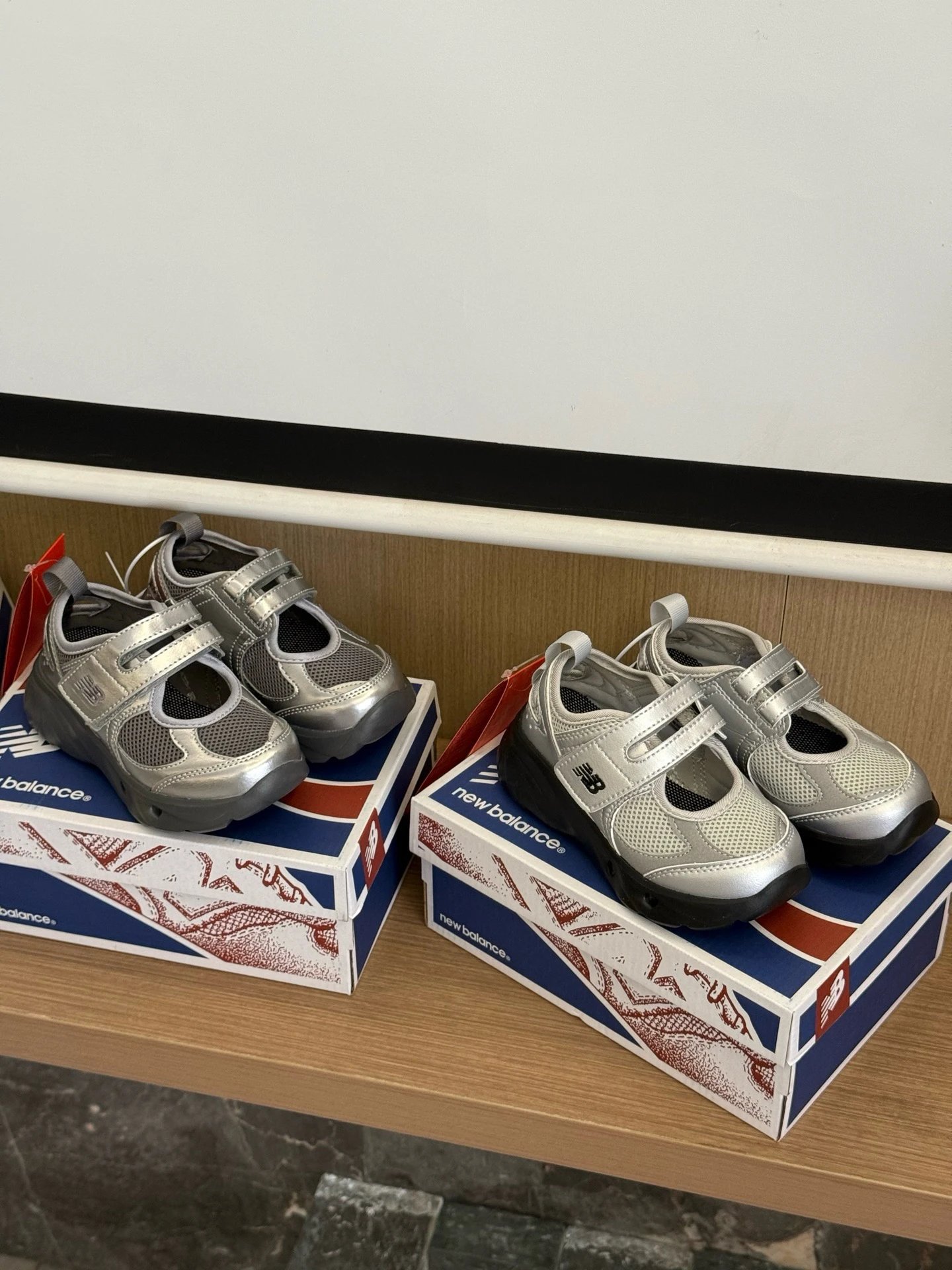 Kid New Balance Silver Velcro Sneakers