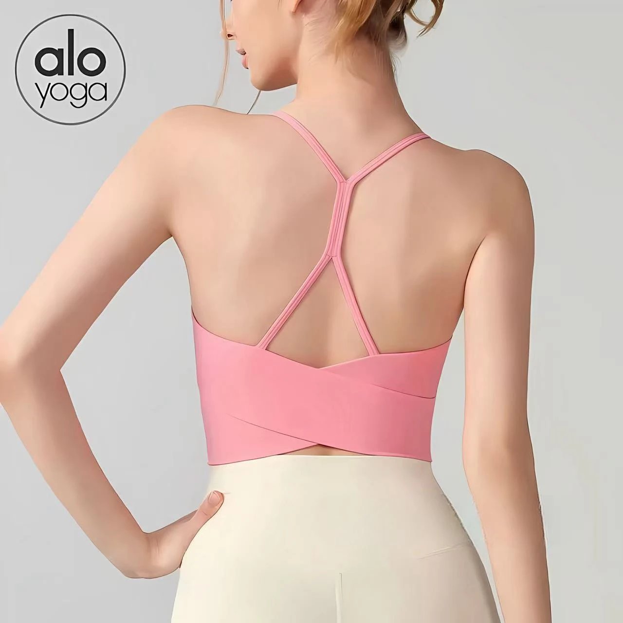 Alo Yoga Pink Crossback Sports Bra