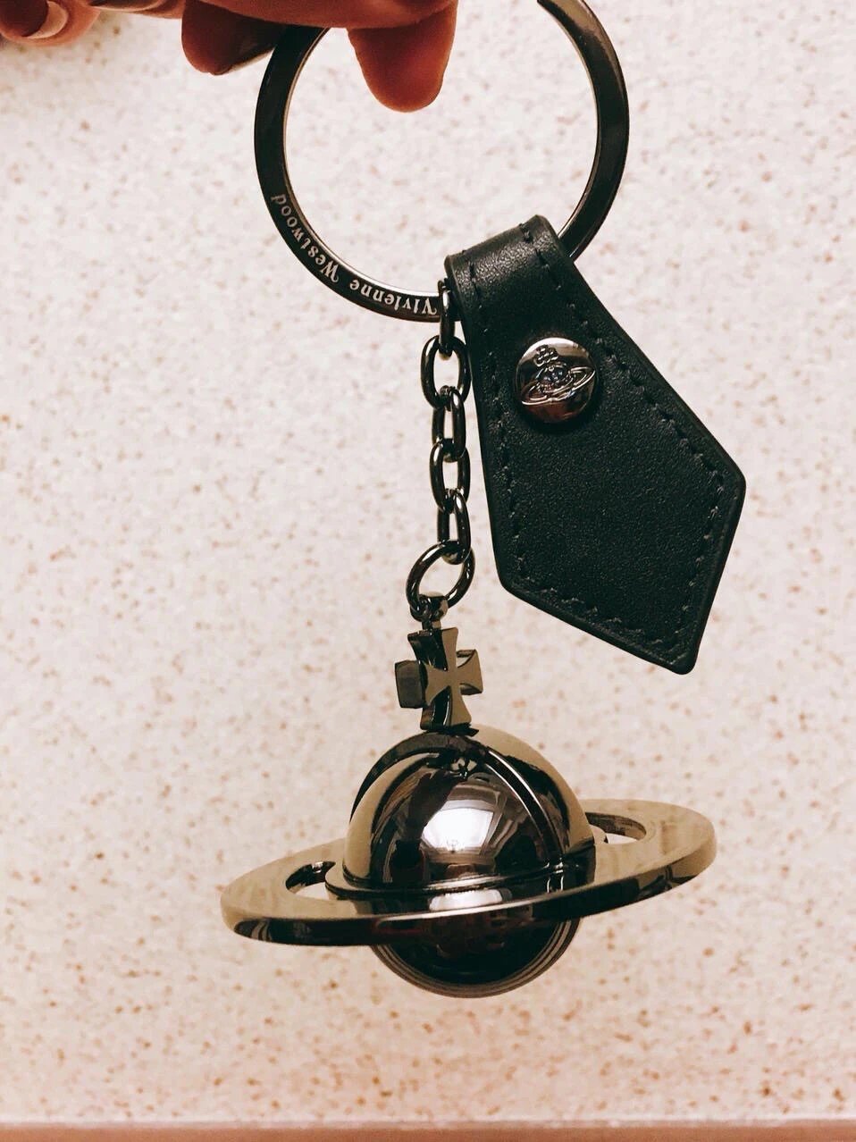 Vivienne Westwood Black Keychain with Globe Charm