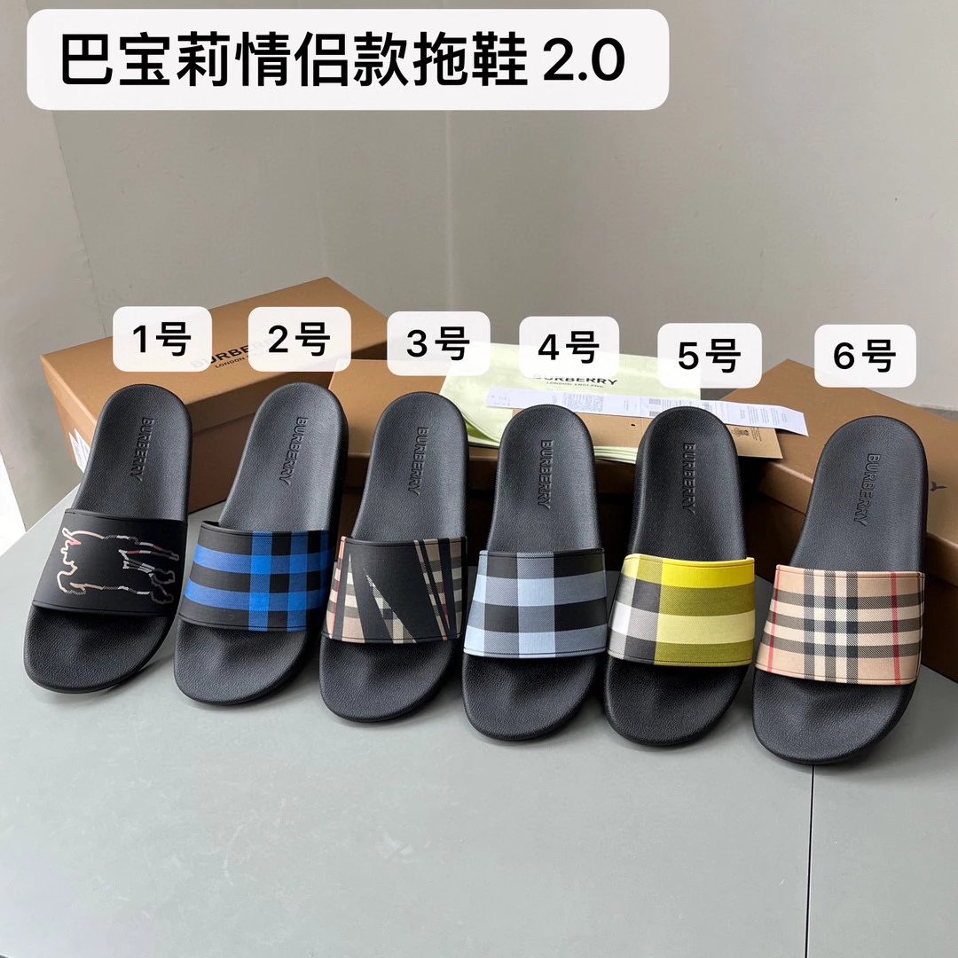 Burberry Black Plaid Slide Sandals 2.0