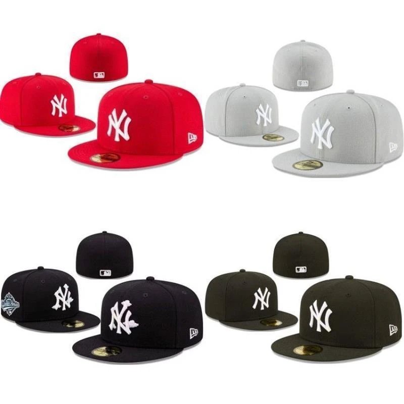 New Era New York Yankees Fitted Caps in Red, Grey, Black, and Dark Green
